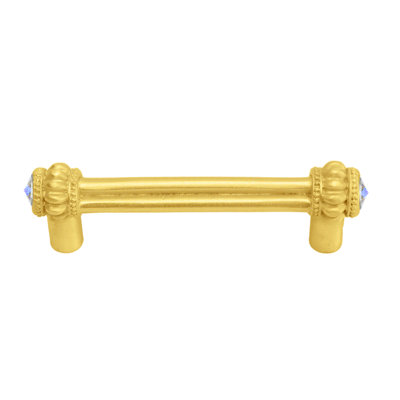 Caché double 4 inches c.c. pull with 2 rivoli Swarovski Aurore Boreale Crystals in Gilded Mercury