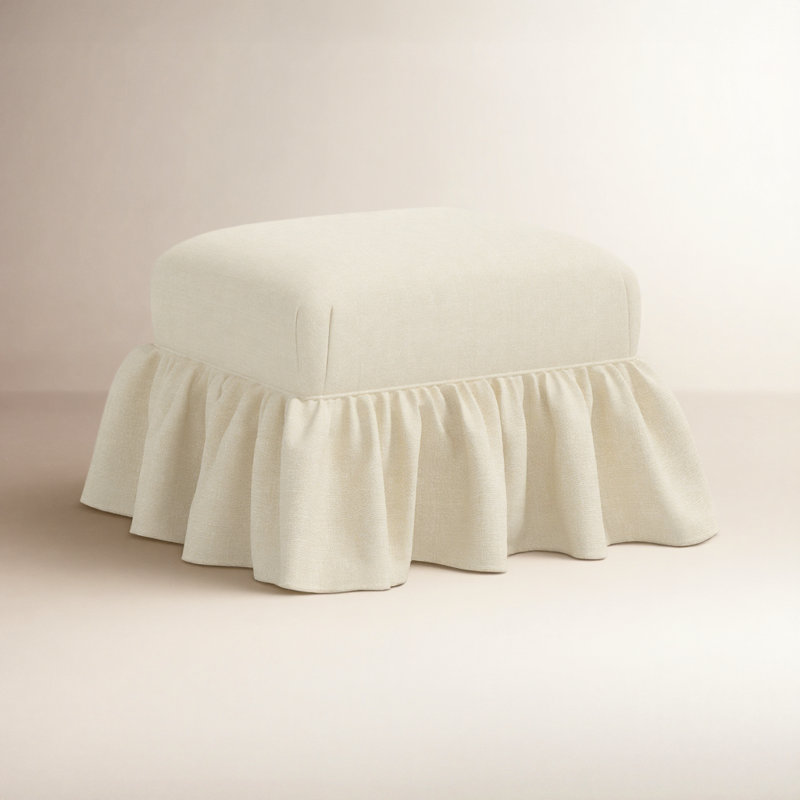 June Upholstered Ottoman, Relaxed Linen Cream