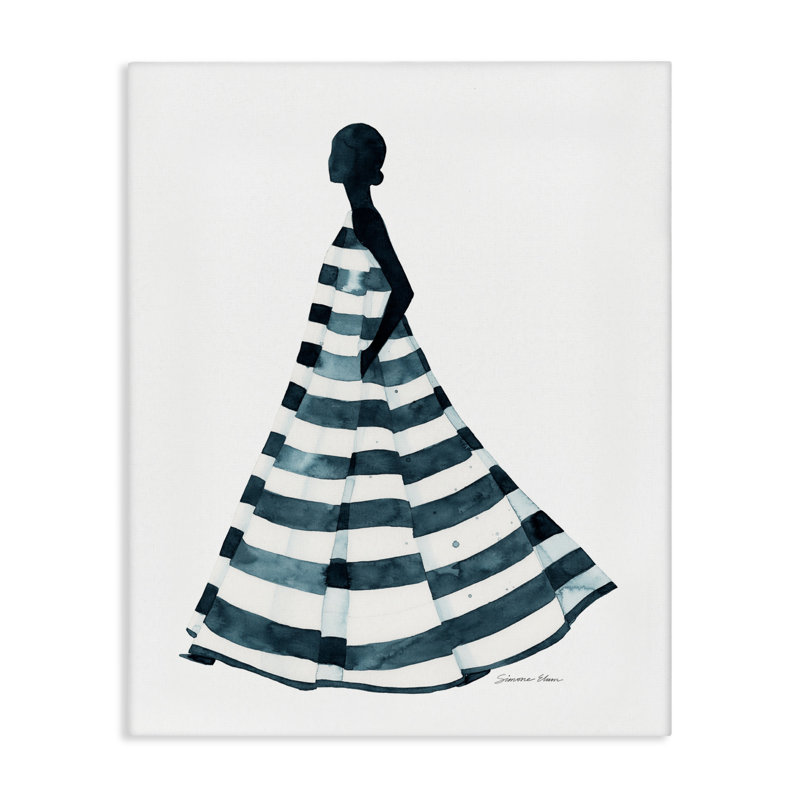 «Girl In Blue Striped Dress Canvas» par Simone Elum, H 30 po x l 24 po