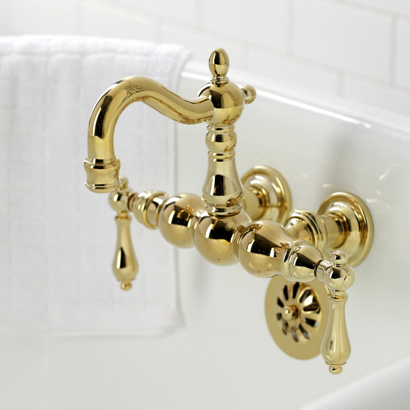 Polished Brass Wall Mount Clawfoot Tub Faucet