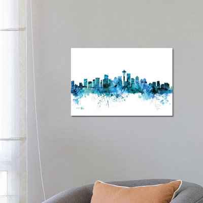 Seattle, Washington Skyline by Michael Tompsett - 1 Piece Wrapped Canvas Wall Art