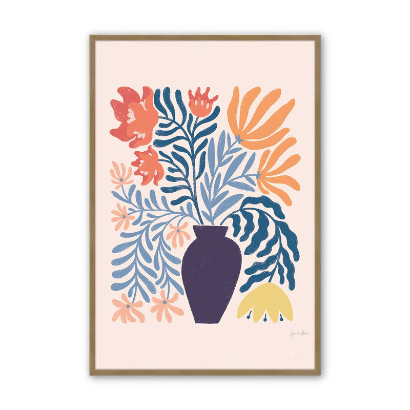 «Playful Garden Vase II», H 37,25 po x l 25,25 po, Cadre doré brossé