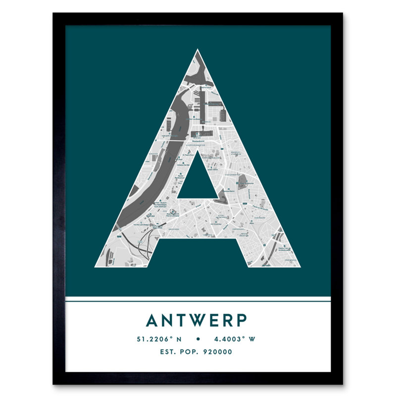 Antwerp Belgium City - Single Picture Frame Typography