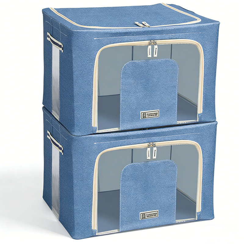 Oxford Fabric Collapsible Storage Bin with Clear Window, Water-Resistant Closet Organizer, Foldable Storage Box with Handles for Clothes, Bedding, Blankets, Bedroom & Underbed Organization