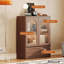 Vitrine porte vitrée rétro, armoire de rangement sur pied avec portes pour la maison-129952338