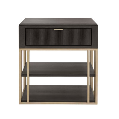 West End Loft Open Shelf Nightstand with Storage Drawer