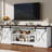58" Farmhouse TV Stand for 65 Inch TVs with Sliding Barn Door, Rustic Wood Entertainment Center Large Media Console Cabinet for Living Room-2060522156-2030403355