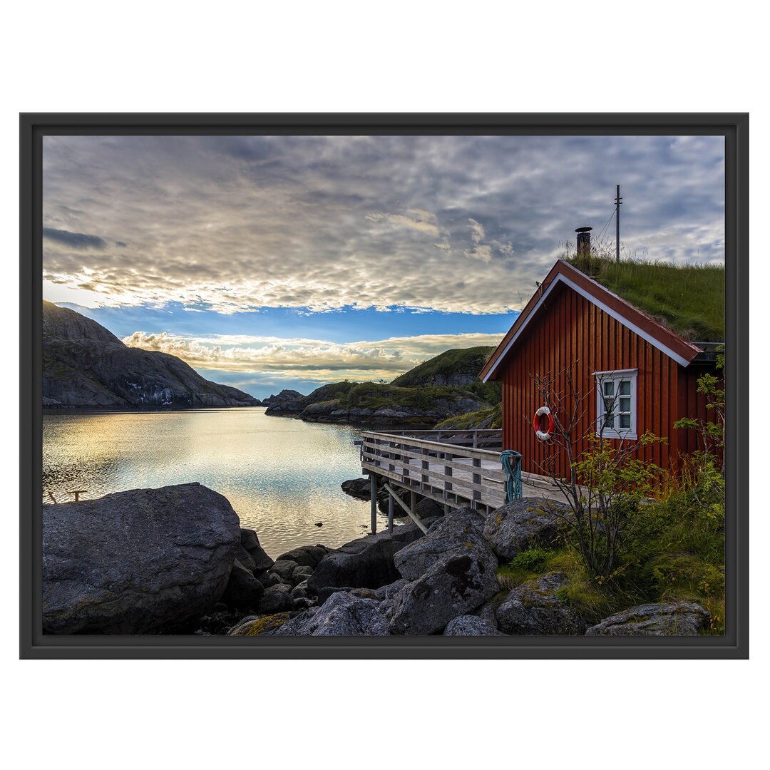 Gerahmtes Poster Sonnenaufgang an einem norwegischen Fjord