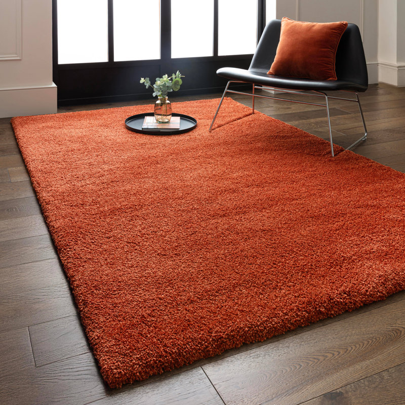 Taiwo Shaggy Orange Area Rug, Rectangle 200 x 290 cm