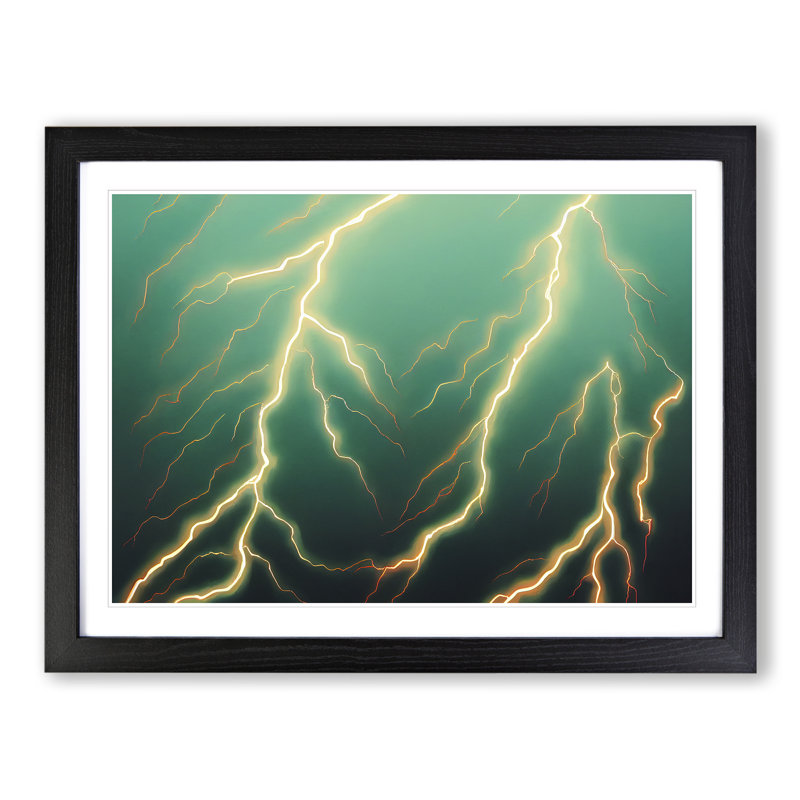 Ideal Lightning Bolt - Single Picture Frame Print, Black, 46cm H x 64cm W