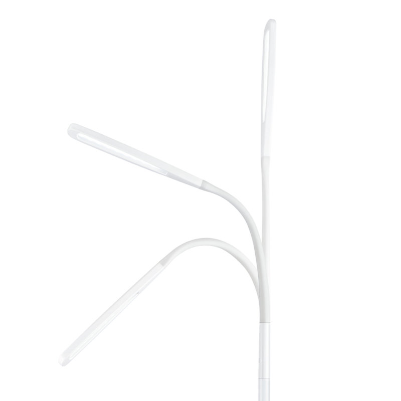 White Adjustable Gooseneck LED Floor Lamp with Touch Sensor