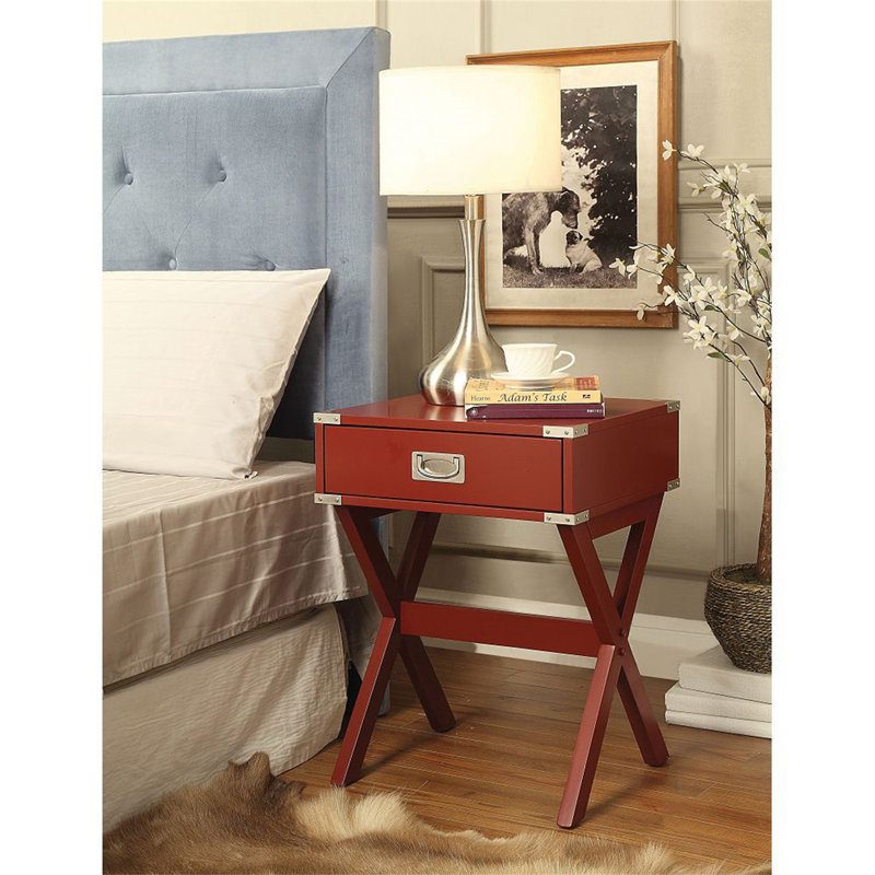 Bianco End Table with Storage, 23" H x 20" W x 18" D, Red