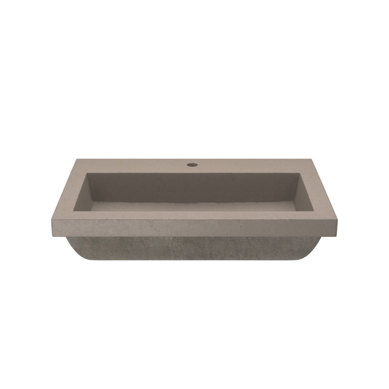 Trough Handmade Rectangular Drop-In Bathroom Sink, Earth, Single Faucet Hole