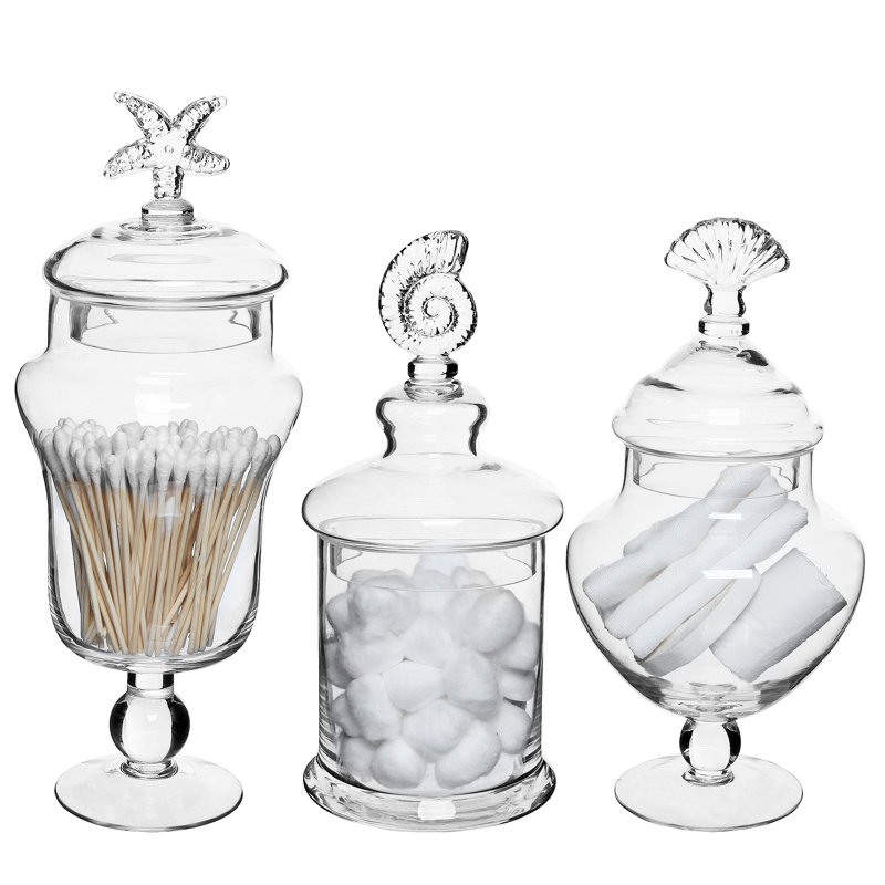 3 Piece Clear Glass Jar Set
