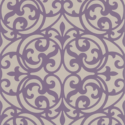 Papier peint embossé à volutes 33 pi x 20,5 po sonata ironwork Decadence