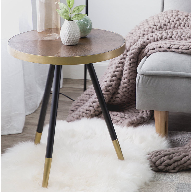 Nicolas End Table, Gold, Brown