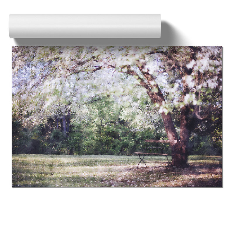Blossom Tree in a Park Painting - Frameless Print, 30cm H x 42cm W x 0.1cm D