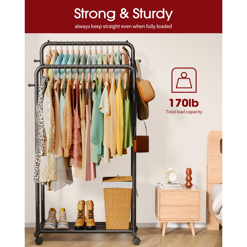73cm Rolling Clothing Rack, Black