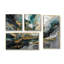 Or bleu sarcelle encre sur pierre - Reproductions d'art abstrait sur toile 4 pièces-594909144-594909145