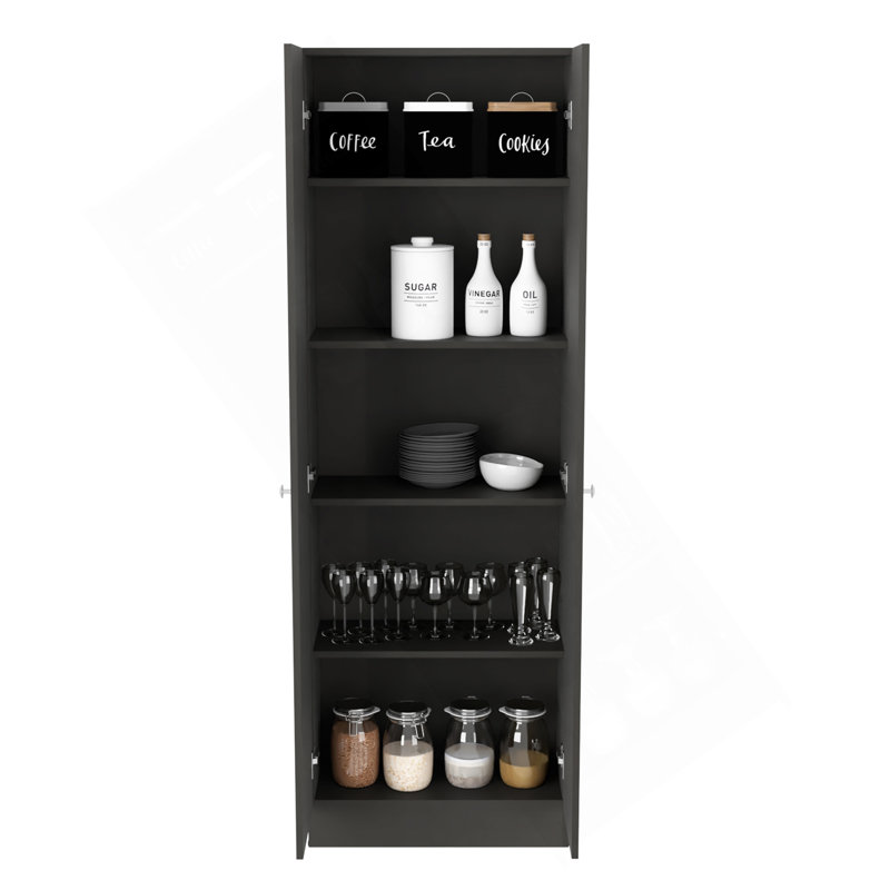 Armoire de rangement Pipestone, double porte, finition wengé noir, Noir