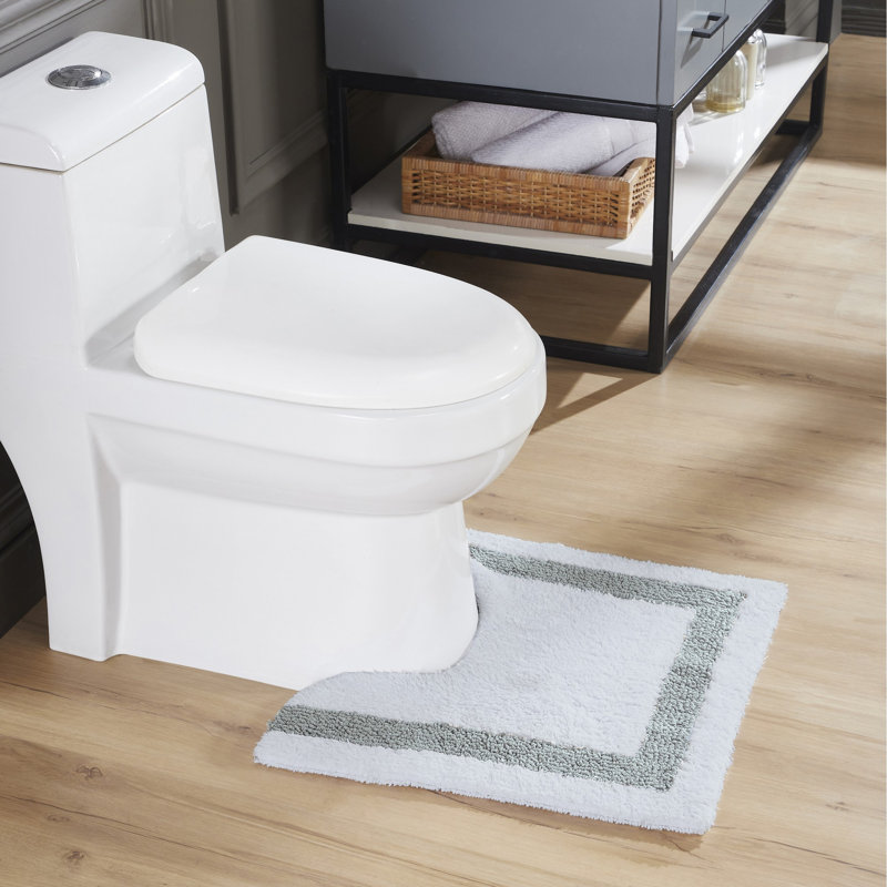 Tapis pour salle de bain Widman 100% coton touffeté en U, doux et super absorbant, lavable à la machine, 20 po x 20 po, beige / blanc / bleu
