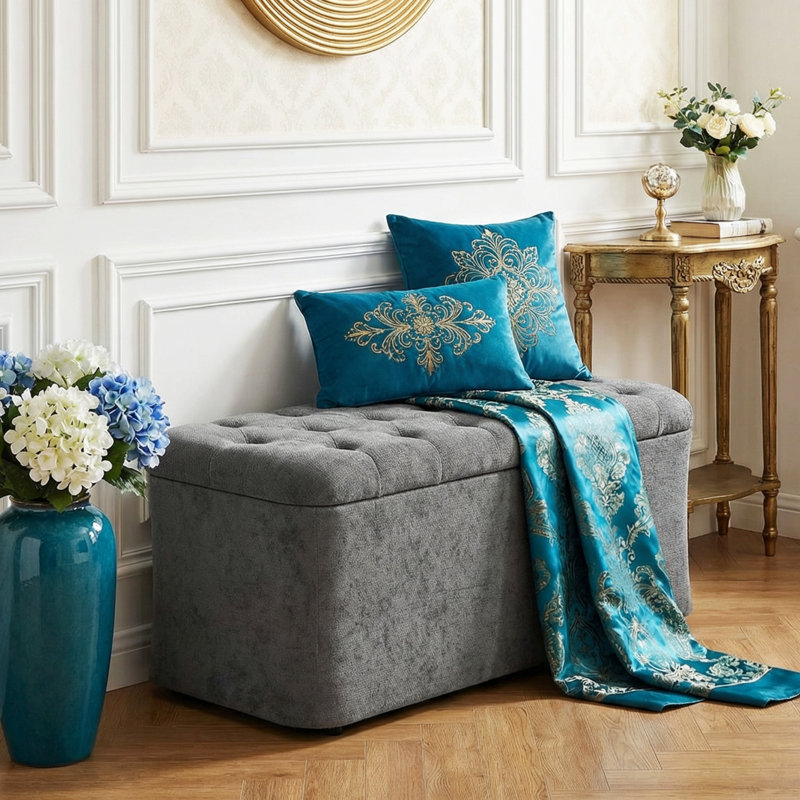 Banc rembourré avec rangement de 40 po de large Charleroi, Gris