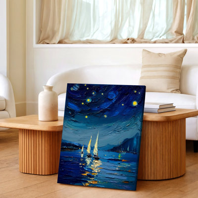 «Blue Starry Night Tree Girl Cat Fantasy Landscape», reproduction d'art sur toile, bleu, inspiré des animaux, paysage naturel, décoration murale pour salon, chambre, bureau, impression sur toile