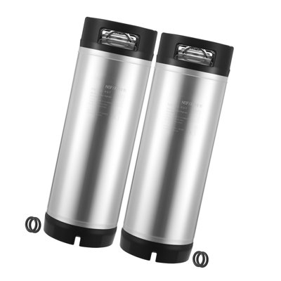 2-Pack 5 Gallon Ball Lock Kegs - Stainless Steel Cold Brew & Home Brewing Equipment with Dual Handles