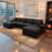 134" Cloud Sectional Couch U-Shaped Chaise With Ottoman,Modern Linen Deep-Seat Upholstered Modular Cloud Sofa With 2 Pillows For Living Room-1600574765