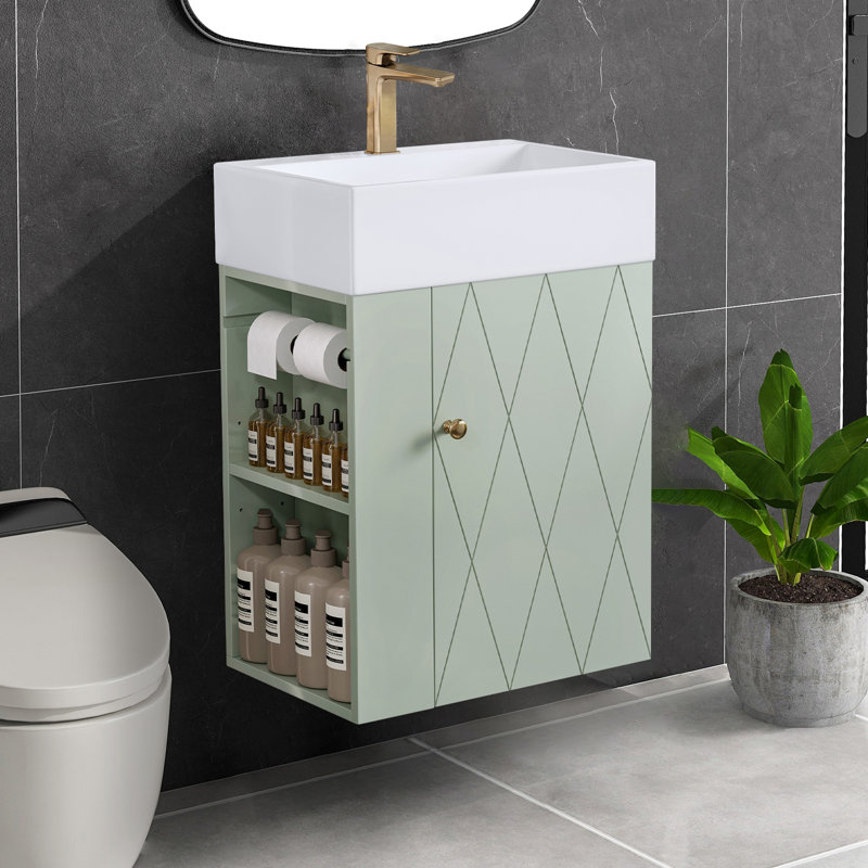 Meuble-lavabo moderne 20 "avec lavabo en céramique, Vert