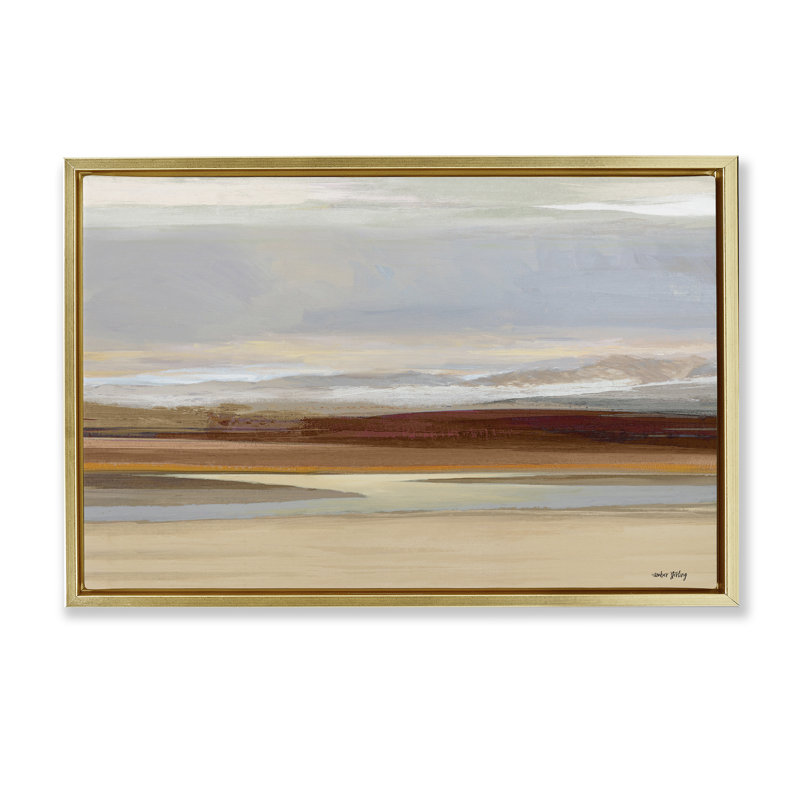 Cadre flottant Earthy Desert Landscape, design par Amber Sterling, H 17 po x l 25 po, Cadre flottant métallique doré