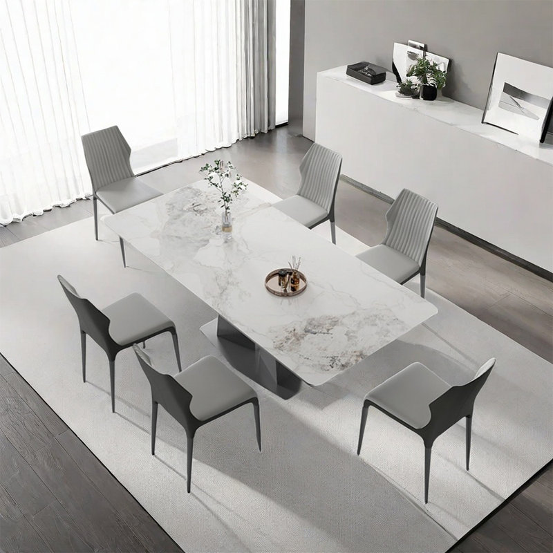 Ensemble de table de salle à manger familiale luxueuse de style italien, H 29,5 po x L 63 po x l 31,5 po