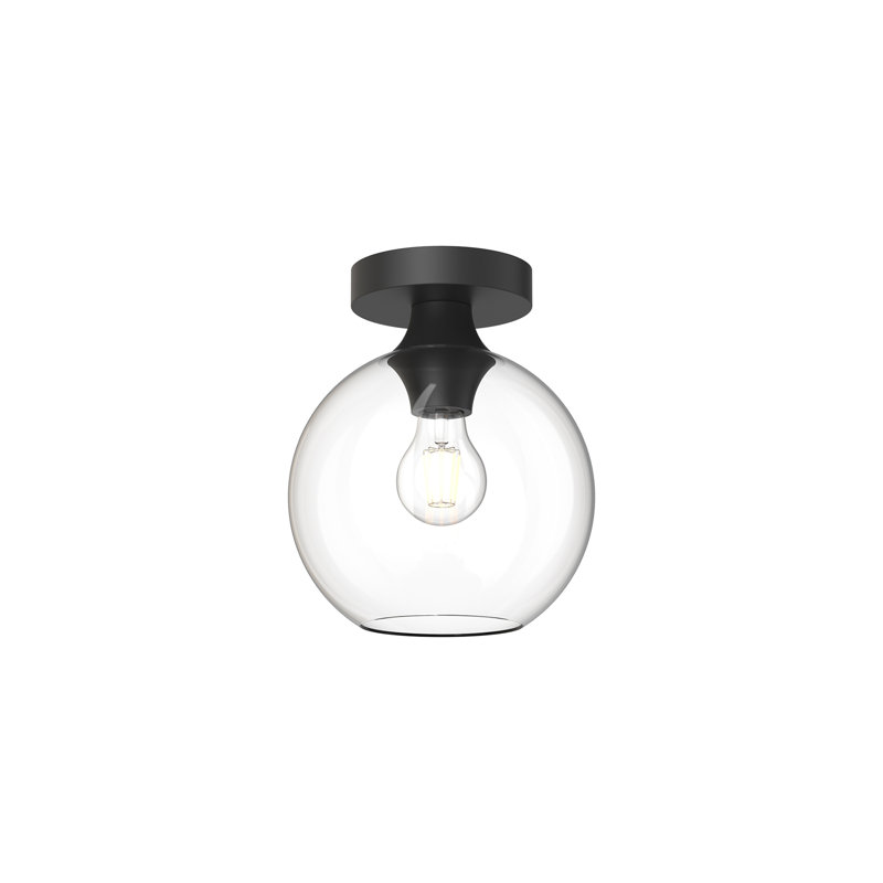 Plafonnier encastré 1 lumière 7,875 po Castilla, Noir mat, Transparent
