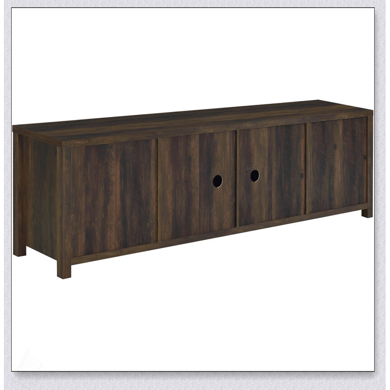 Meuble télé Madra en bois d'ingénierie à 2 portes avec beaucoup de rangement et charme rustique, parfait pour les salons modernes et traditionnels