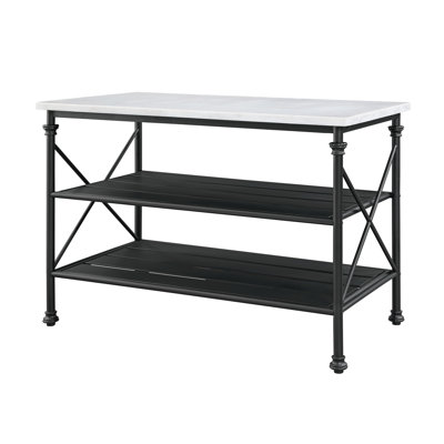 Kitchen Island With 2-Tier Metal Shelf by Alcott Hill