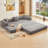 Modular Corduroy 3-Seat Sofa L Shaped Couch With Foldable Doublelayered Seat Cushion For Apartment-Compression Sofa In Box-1922191240