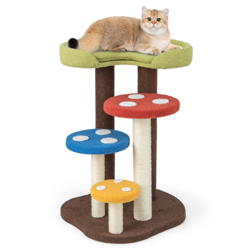 Dakota Fields Cat Tree Mushroom Unique Multi-level Cute Cat Tower W/ Scratching Post Indoor