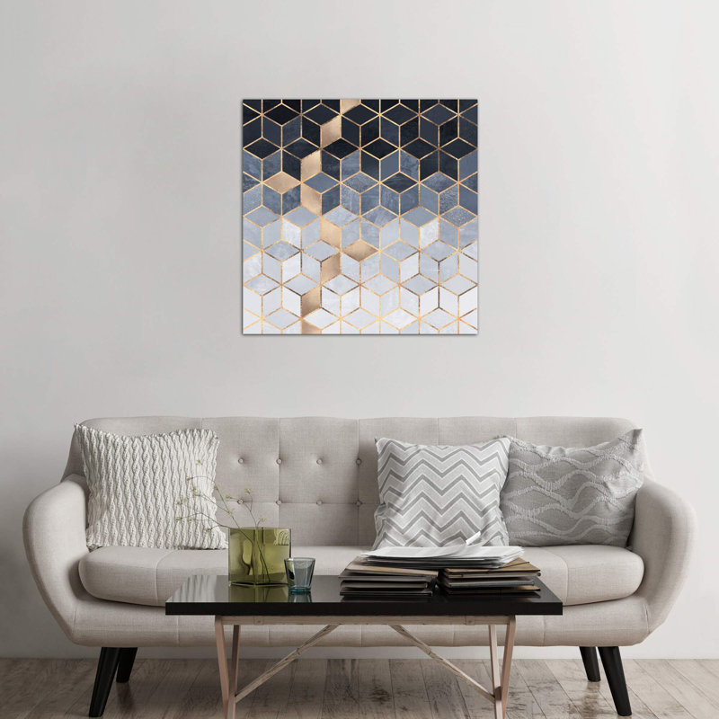 Soft Blue Cubes by Elisabeth Fredriksson - Print on Canvas, 30.48 cm H x 30.48 cm W x 1.91 cm D, Wrapped Canvas