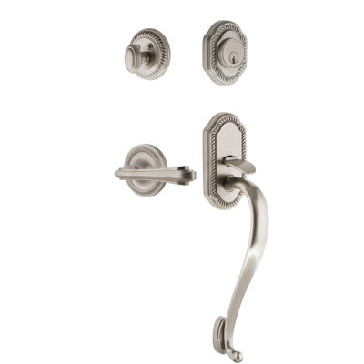 Nostalgic Warehouse Rope Rosette S Grip Handleset with Single Cylinder Deadbolt and Fleur Lever