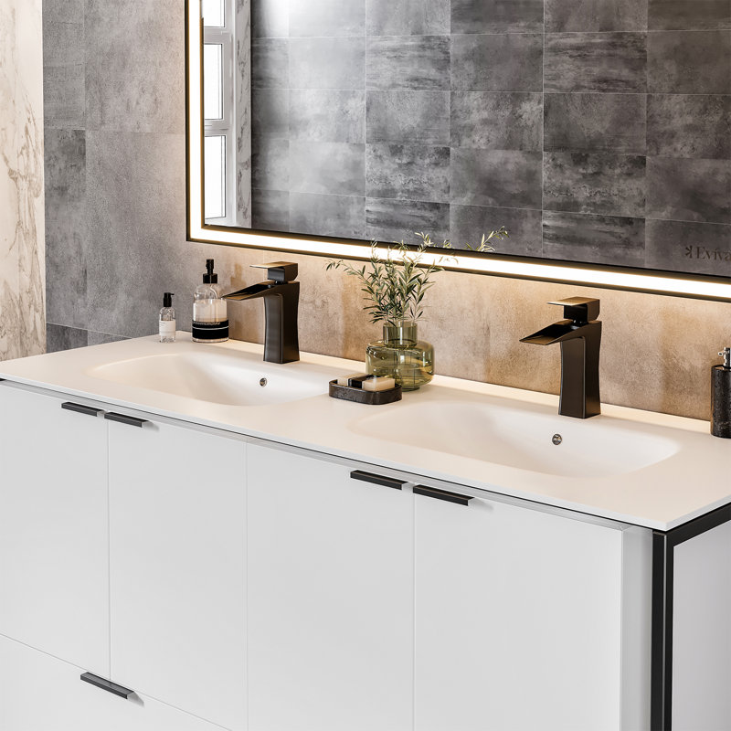 Meuble-lavabo Gritton de 48 po avec pieds métalliques, Blanc