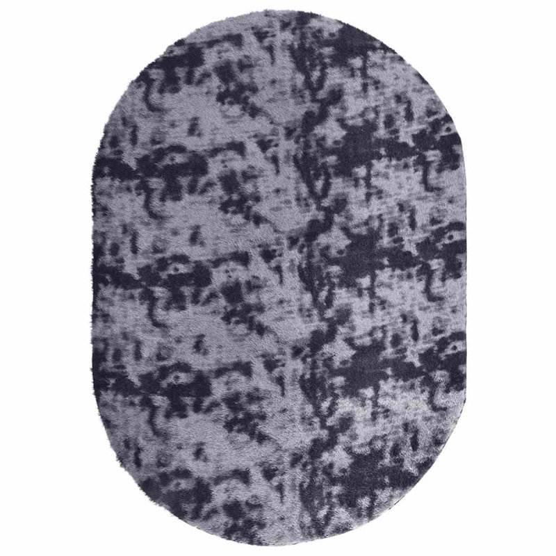 Shaggy Rug High Pile NAVARRA Dark Grey Polyester, Oval 200 x 300cm
