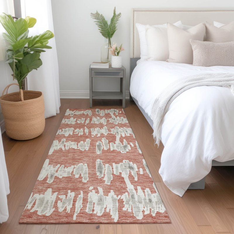 Tapis saumon Prisco lavable à la machine de qualité supérieure, Tapis de couloir 2 pi 3 po x 7 pi 6 po