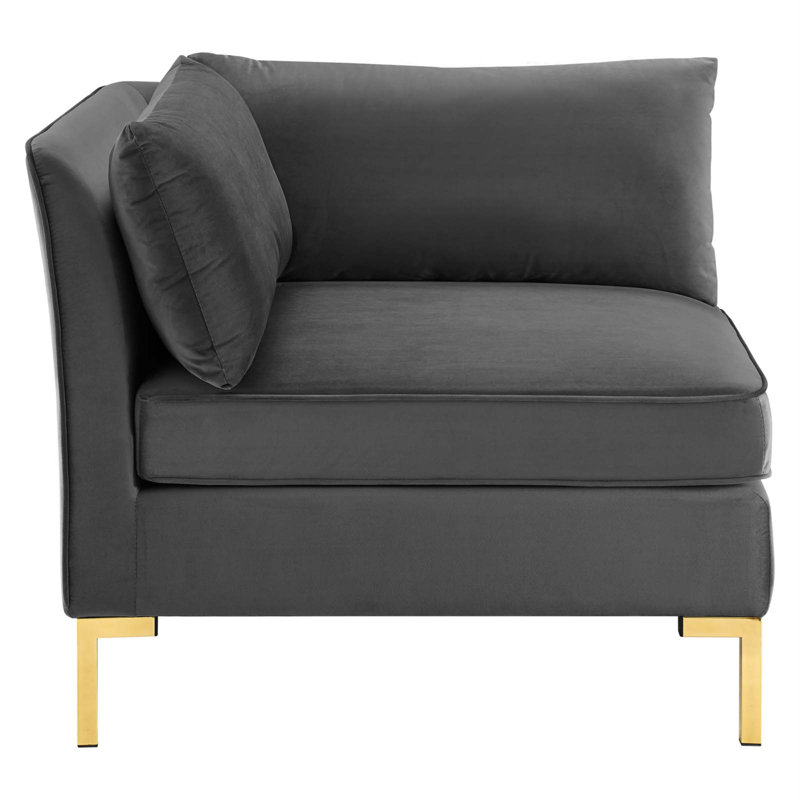 Canapé modulaire en velours 4 pièces Ardent Performance, Gris