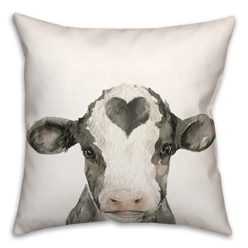 Coussin Cow / Heart, H 14 po x l 20 po, Rectangle