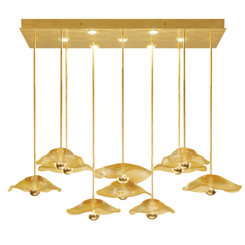 Embark 17 - Light LED Pendant, Amber, Standard Gold Leaf