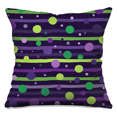 Green Purple Stripes Throw Pillow, Pattern Double Sided Pillows