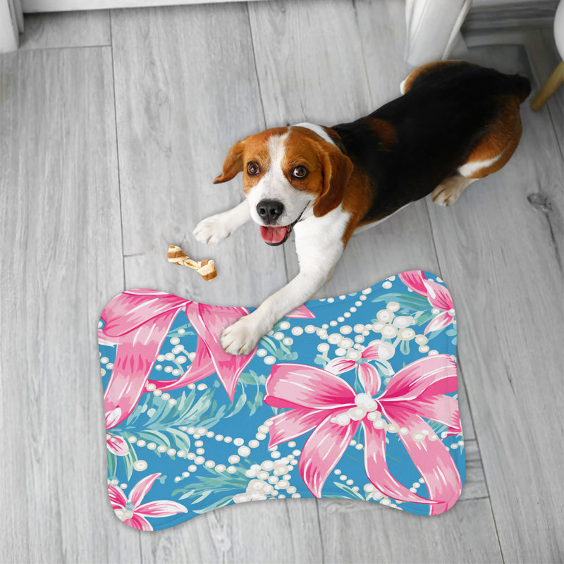 Seamless Bow Patterns - 1 Piece Bone Shape Feeding Mat, Medium (18")