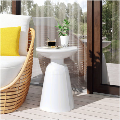 Stylish Outdoor Metal End Table With Pedestal Base, Perfect For Modern Spaces And Durability