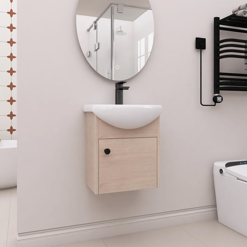 Petit meuble-lavabo mural 18 po avec lavabo en céramique 18 po
