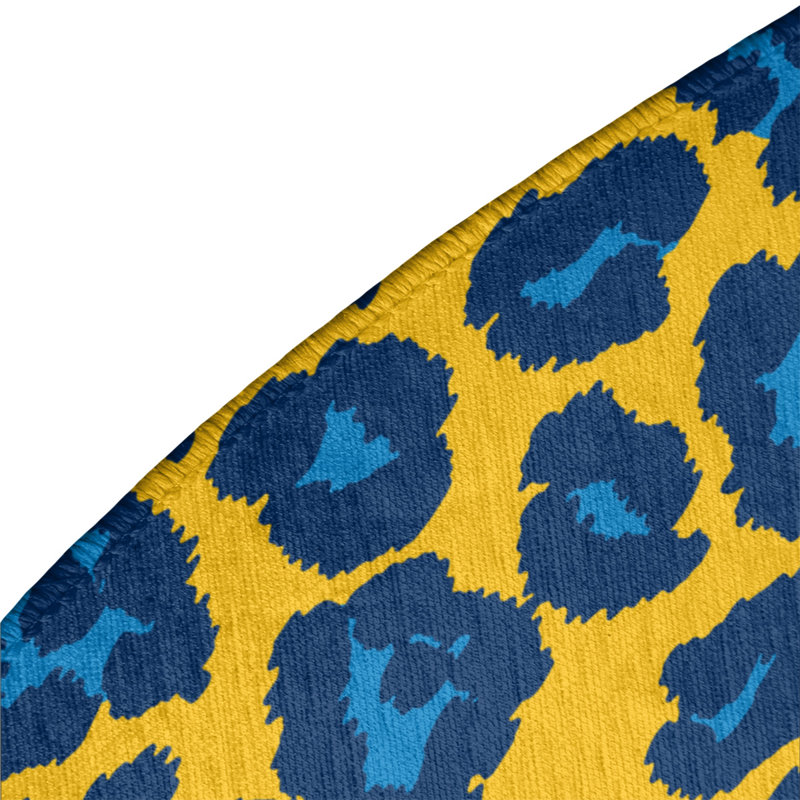 Imprimé animalier jaune/bleu Tapis décoratif, Rond 5 pi